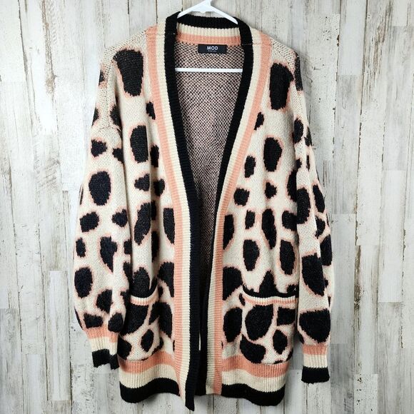 Mod Animal Print Cardigan Sweater Size M/L - Picture 1 of 10